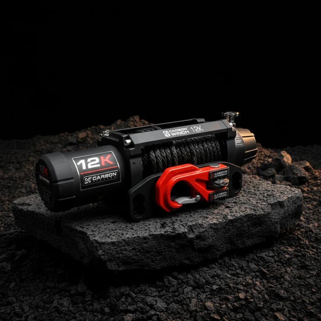 Carbon 12K 12000lb Electric Winch | Red